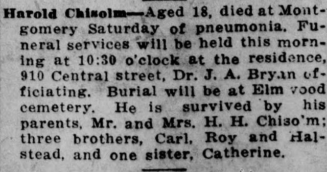 Harold Chisolm obituary